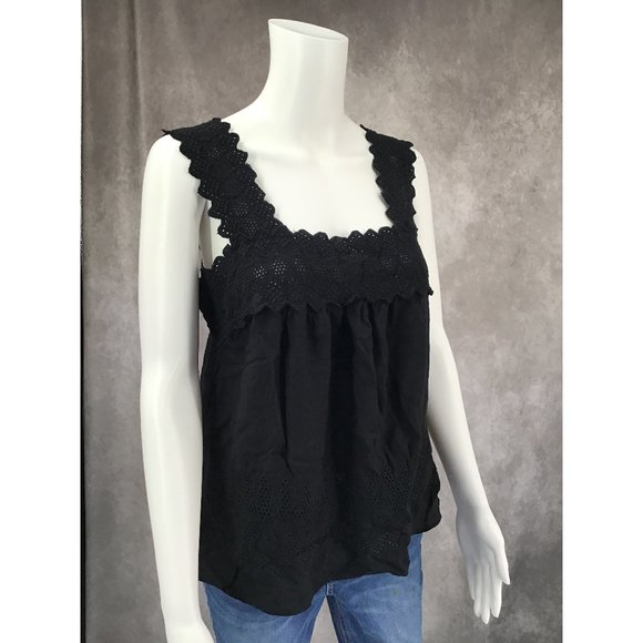 Old Navy Eyelet Tank Top Black Medium - Picture 1 of 7